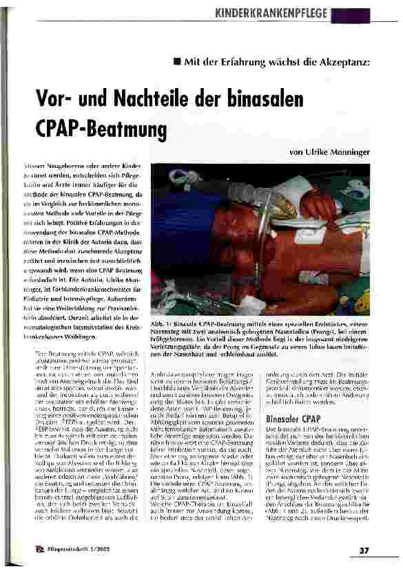 Vorschauseite 1: Vorund Nachteile der binasalen CPAP-Beatmung