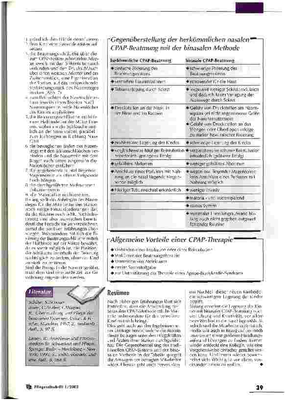 Vorschauseite 3: Vorund Nachteile der binasalen CPAP-Beatmung