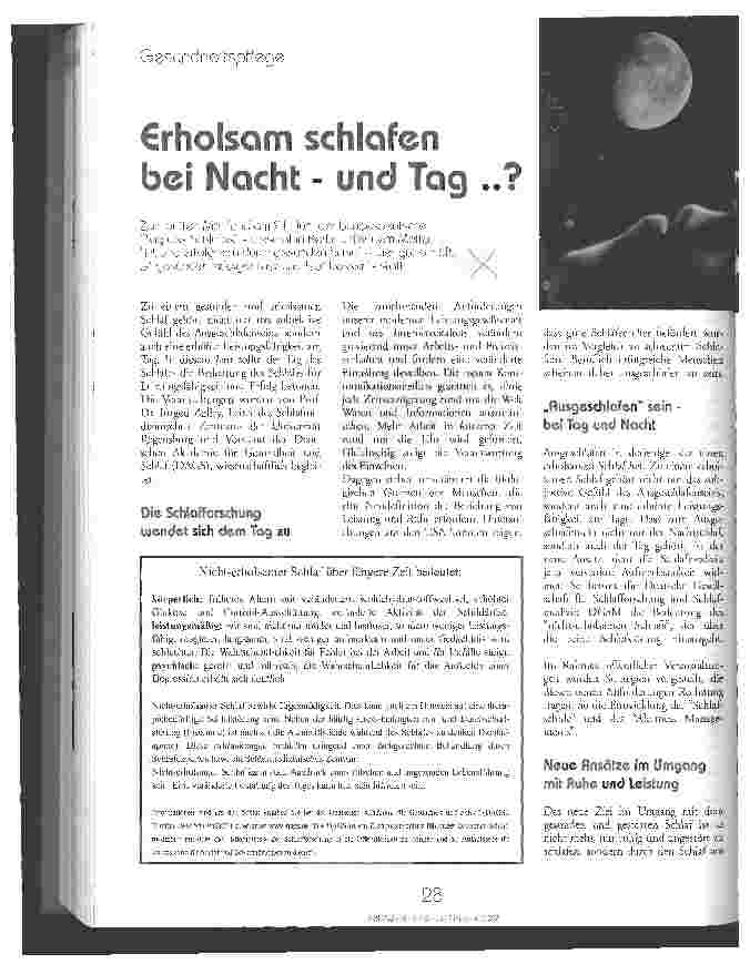 Vorschauseite 1: Erholsam schlafen bei Nacht - und Tag?