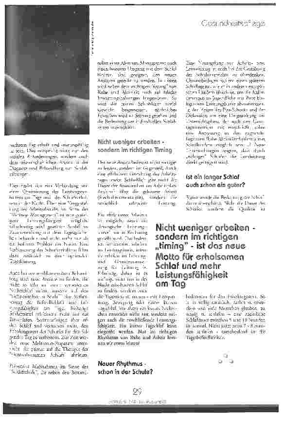 Vorschauseite 2: Erholsam schlafen bei Nacht - und Tag?