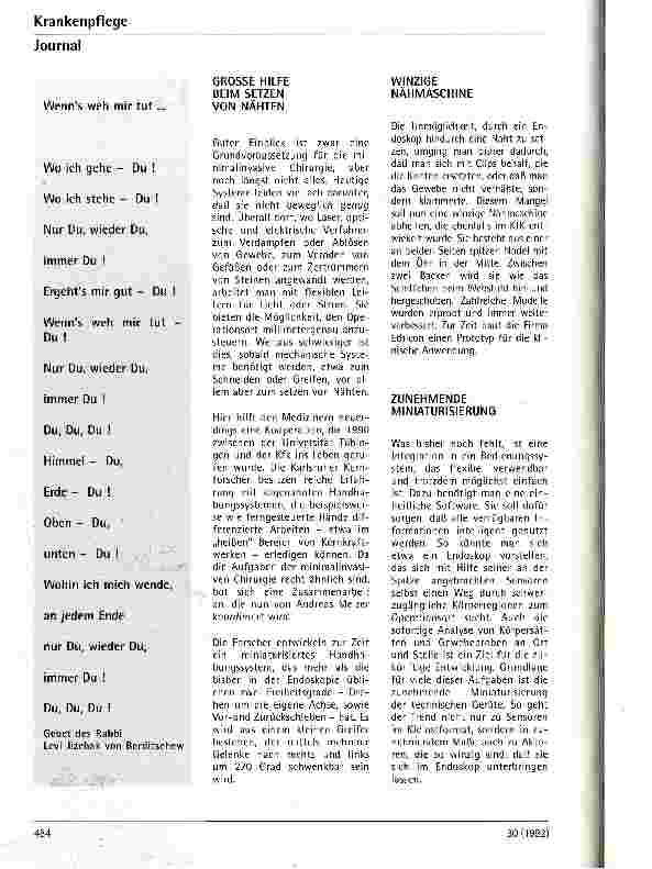 Vorschauseite 2: Operieren durchs Schlüsselloch - Neuartige minimalinvasive Chirurgie Winzige Nähmaschine anstelle von Clips