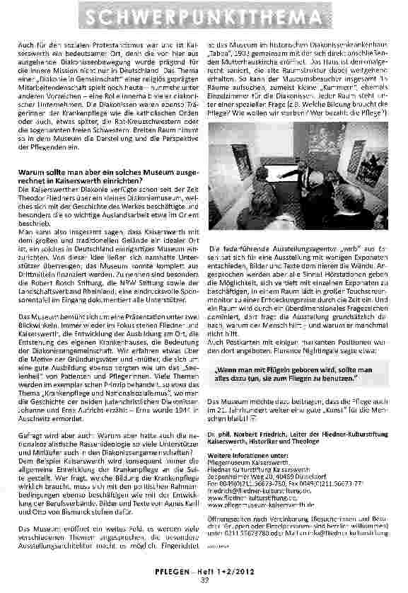 Vorschauseite 2: DAS PFLEGEMUSEUM KAISERSWERTH Oder wie und warum helfen wir eigentlich?