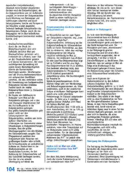 Vorschauseite 4: Patienten mit Prionenerkrankungen an der Dialyse - eine Risikobewertung