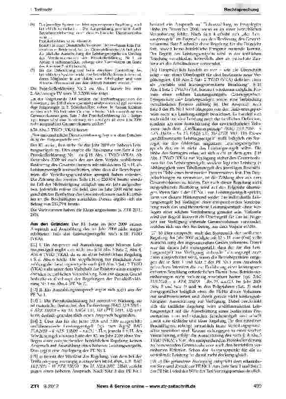 Vorschauseite 2: Leistungsentgelt nach §18 TVöD (VKA) - fehlende Dienst-/BetriebsvereinbarungTVöD (VKA) §§18, 38 Abs. 3, Protokollerklärung Nr. 1 und Nr. 2 zu §18 Abs. 4