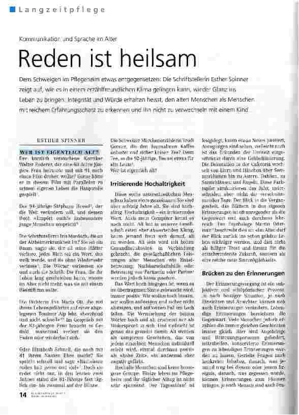 Vorschauseite 1: Kommunikation und Sprache im Alter Reden ist heilsam