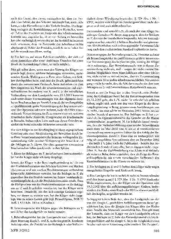 Vorschauseite 5: Nachweis eines Produktfehlers bei einem Medizinprodukt (Hüftprothese)