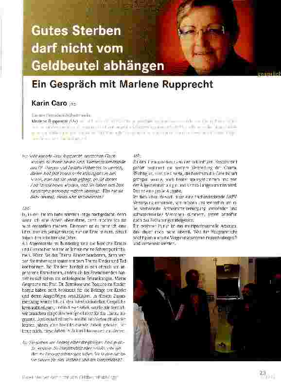 Vorschauseite 1: Ein Gespräch mit Marlene Rupprecht