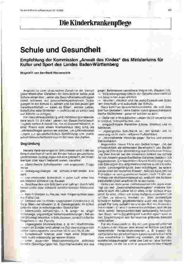 Vorschauseite 1: Schule und Gesundheit