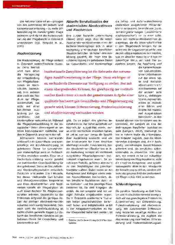 Vorschauseite 4: Perspektiven der Pflege in Österreich