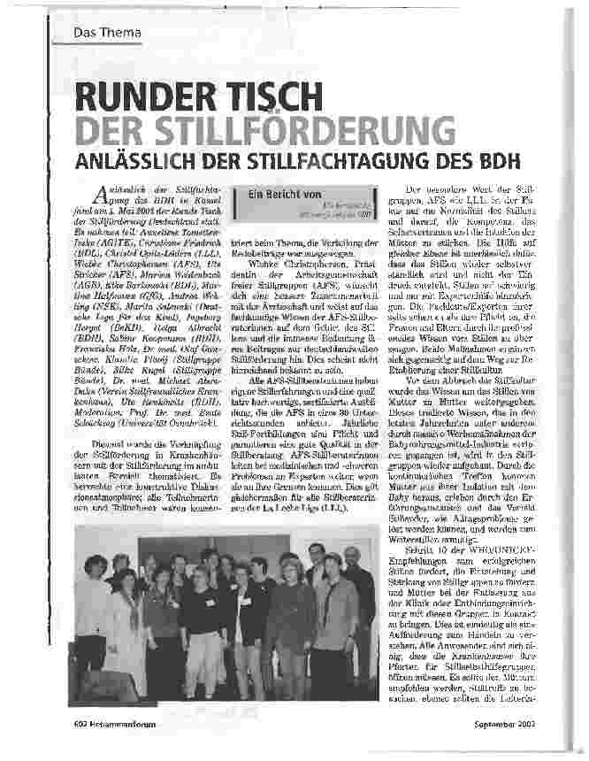 Vorschauseite 1: RUNDER TISCHDER STILLFÖRDERUNG ANLÄSSLICH DER STILLFACHTAGUNG DES BDH
