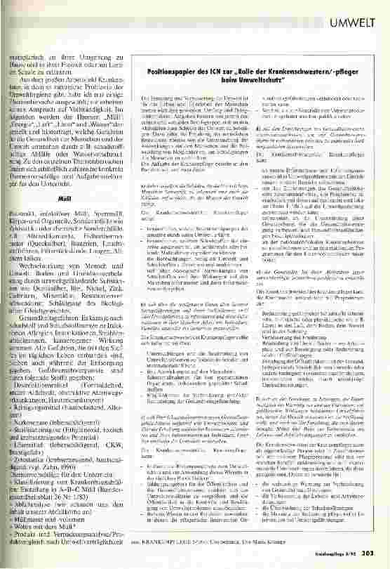 Vorschauseite 2: Umwelthygiene in der Krankenpflegeausbildung? Teil III und Schluß