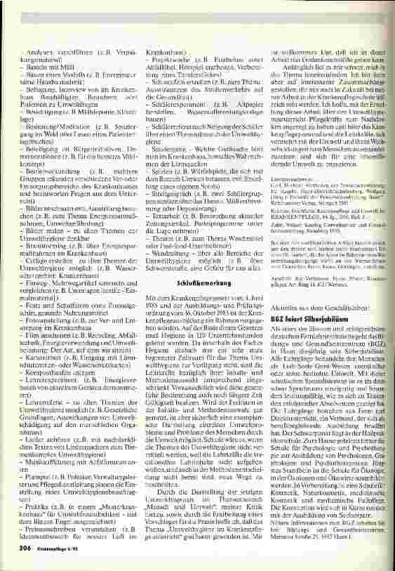 Vorschauseite 5: Umwelthygiene in der Krankenpflegeausbildung? Teil III und Schluß
