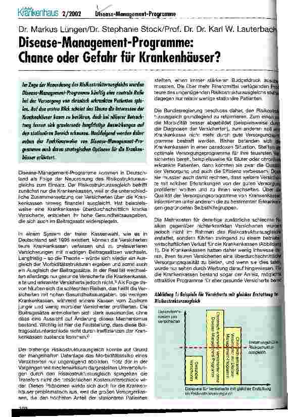 Vorschauseite 1: Disease-Management-Programme Chance oder Gefahr für Krankenhäuser?