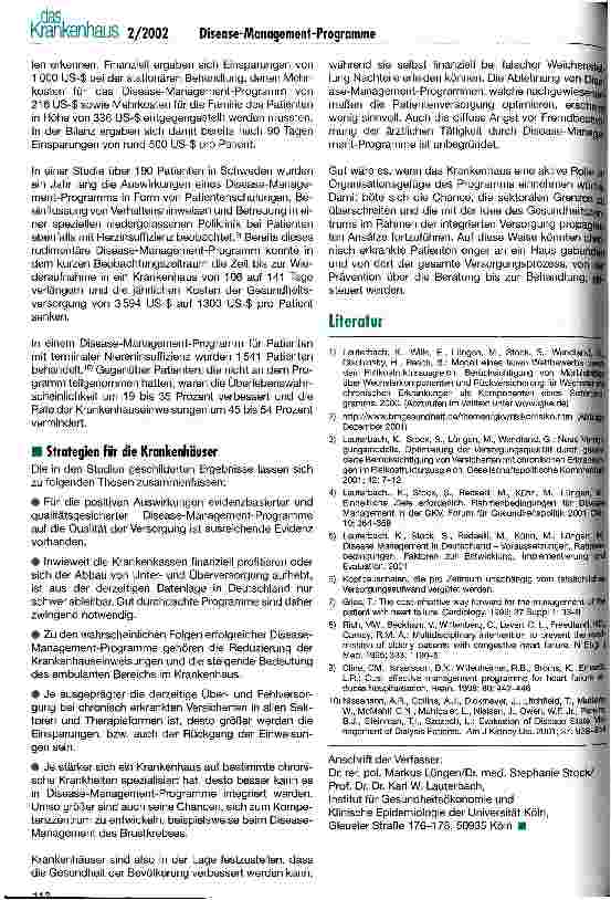 Vorschauseite 5: Disease-Management-Programme Chance oder Gefahr für Krankenhäuser?