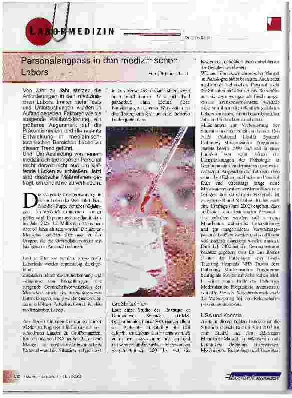 Vorschauseite 1: Personalengpass in den medizinischen Labors