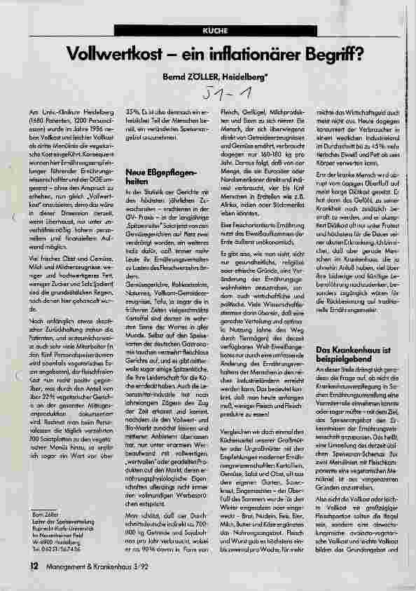 Vorschauseite 1: Vollwertkost - ein inflationärer Begriff?