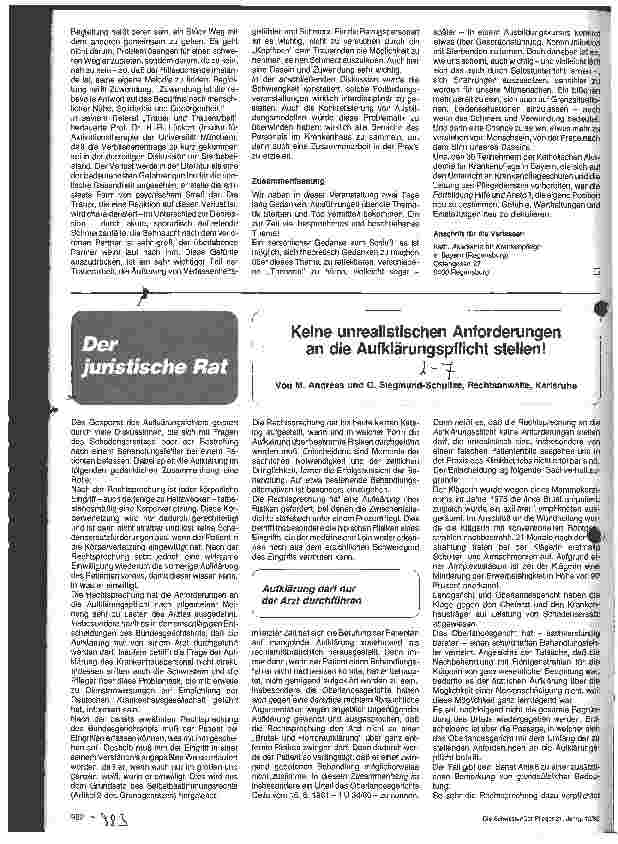 Vorschauseite 1: Keine unrealistischen Forderungen an die Aufklärungspflicht stellen