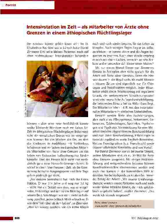 Vorschauseite 1: Intensivstation im Zelt - als Mitarbeiter von Ärzte ohne Grenzen in einem äthiopischen Flüchtlingslager