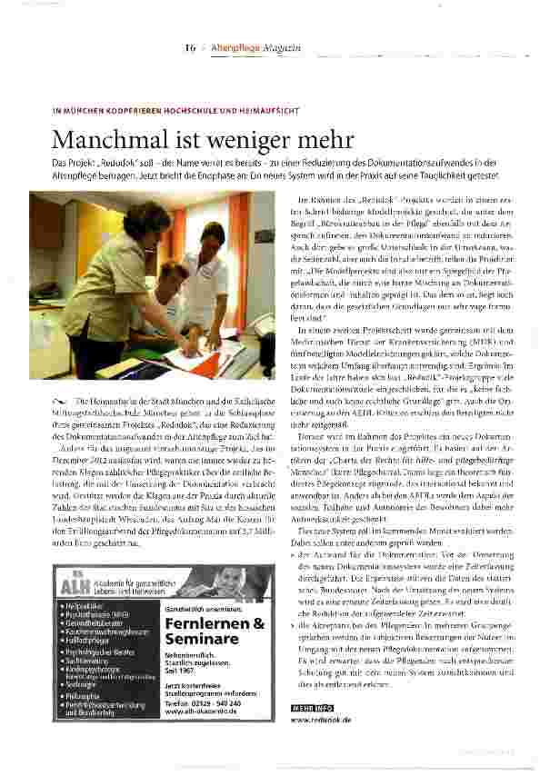 Vorschauseite 1: IN MÜNCHEN KOOPERIEREN HOCHSCHULE UND HEIMAUFSICHTManchmal ist weniger mehr