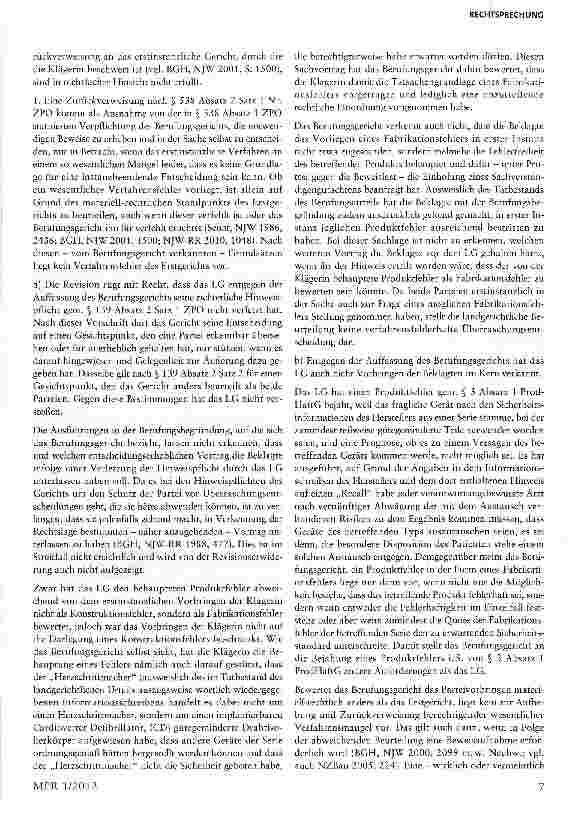 Vorschauseite 2: Verwendung gütegeminderter Teile bei einzelnen Produkten einer Serie §§ 139, 538 Abs. 2 ZPO, § 3 ProdHaftG