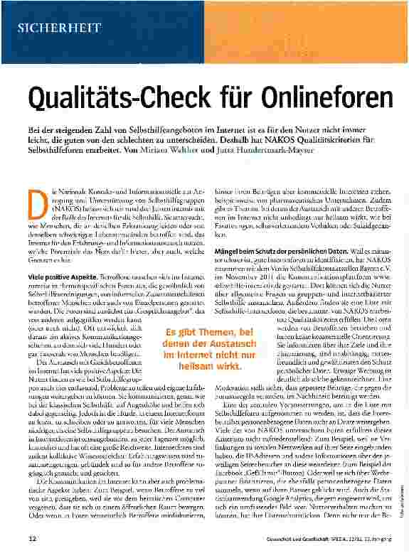 Vorschauseite 1: Qualitäts-Check für Onlineforen