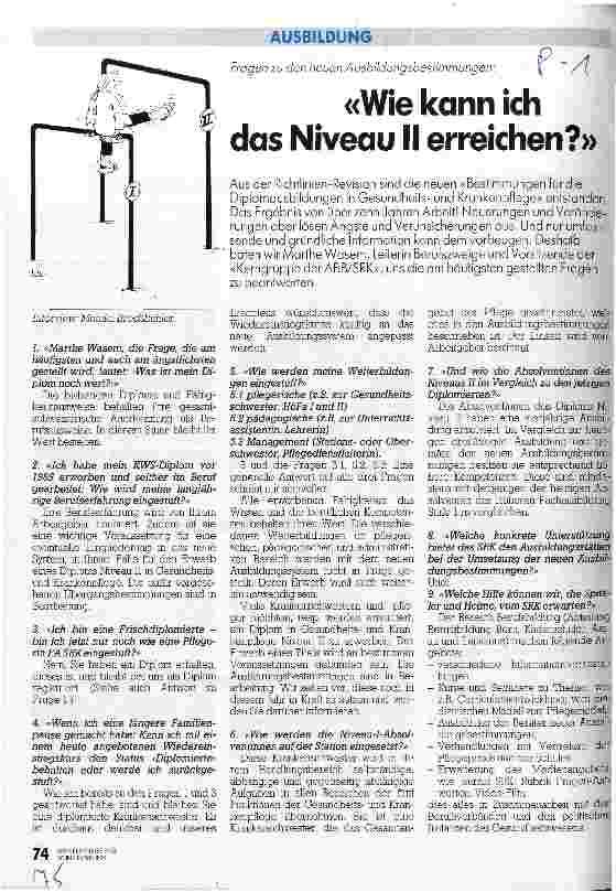 Vorschauseite 1: Wie kann ich das Niveau II erreichen? Fragen zu den neuen Ausbildungsbestimmungen