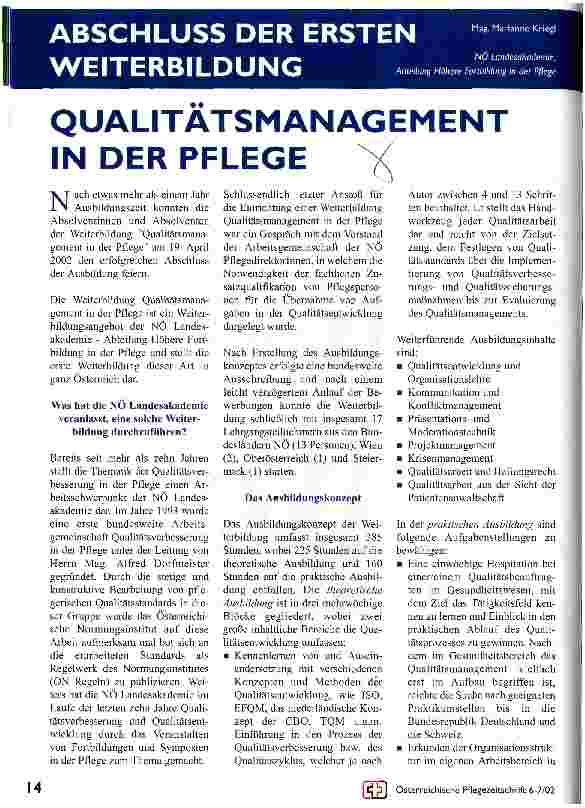 Vorschauseite 1: Qualitätsmanagement in der Pflege