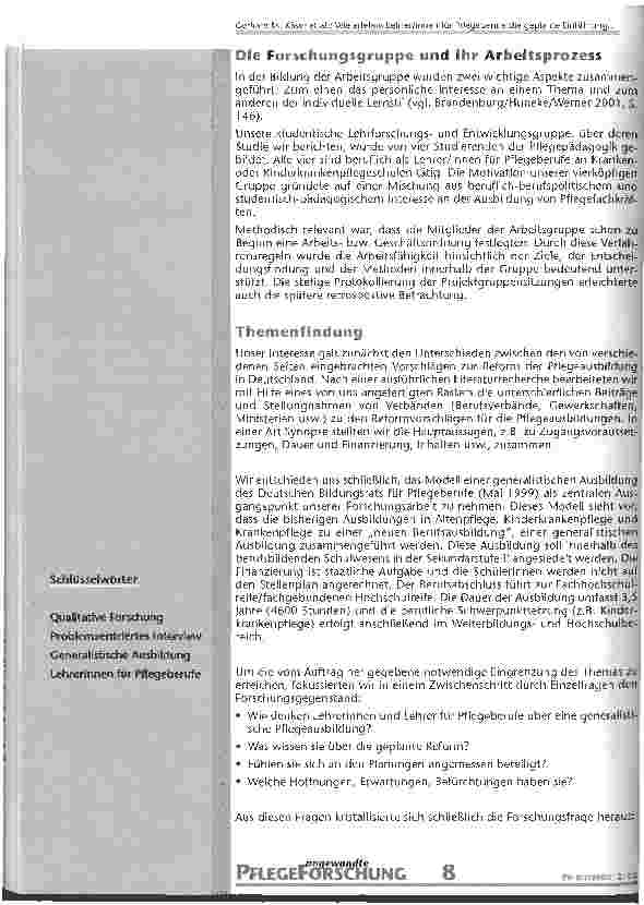 Vorschauseite 2: Wie erleben Lehrer/innen für Pflegeberufe die geplante Einführung einer generalistischen Pflegeausbildung? Eine qualitative Untersuchung