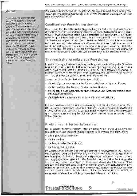 Vorschauseite 3: Wie erleben Lehrer/innen für Pflegeberufe die geplante Einführung einer generalistischen Pflegeausbildung? Eine qualitative Untersuchung