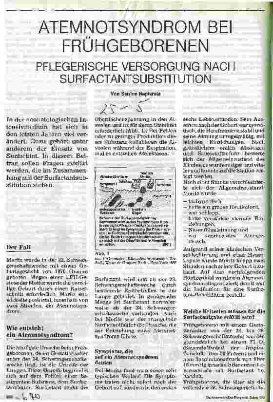 Vorschauseite 1: Atemnotsyndrom bei Frühgeborenen Pflegerische Versorgung nach Surfactantsubsitution