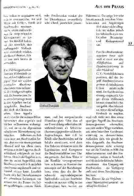 Vorschauseite 2: Beschwerdemanagement Eine präventive Maßnahme zur Erkennung von Risikopotenzialen in der Dienstleitsung. Ein Interview mit Gerhard Tinnefeldt