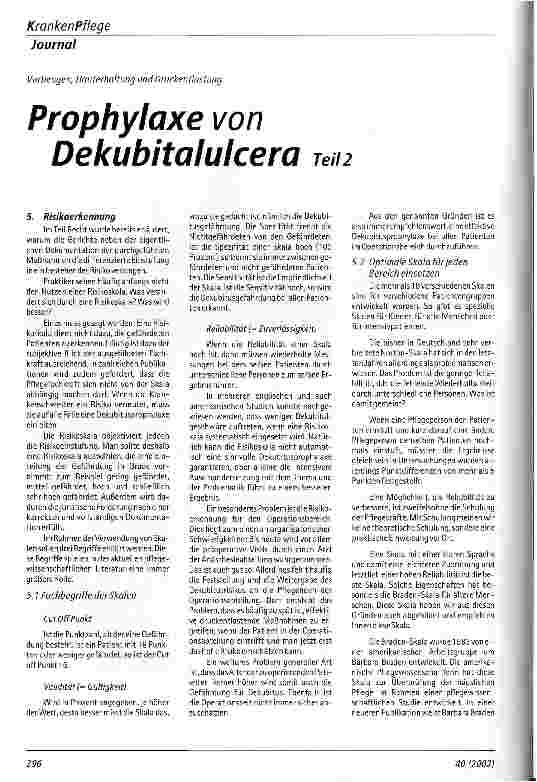 Vorschauseite 1: Prophylaxe von Dekubitalulcera Teil 2