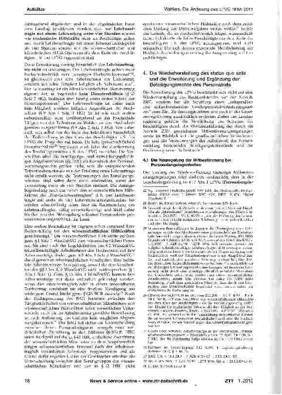 Vorschauseite 4: Die Änderung des LPVG NRW 2011
