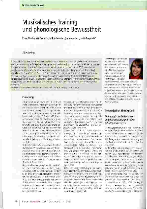 Vorschauseite 1: Musikalisches Training und phonologische Bewusstheit