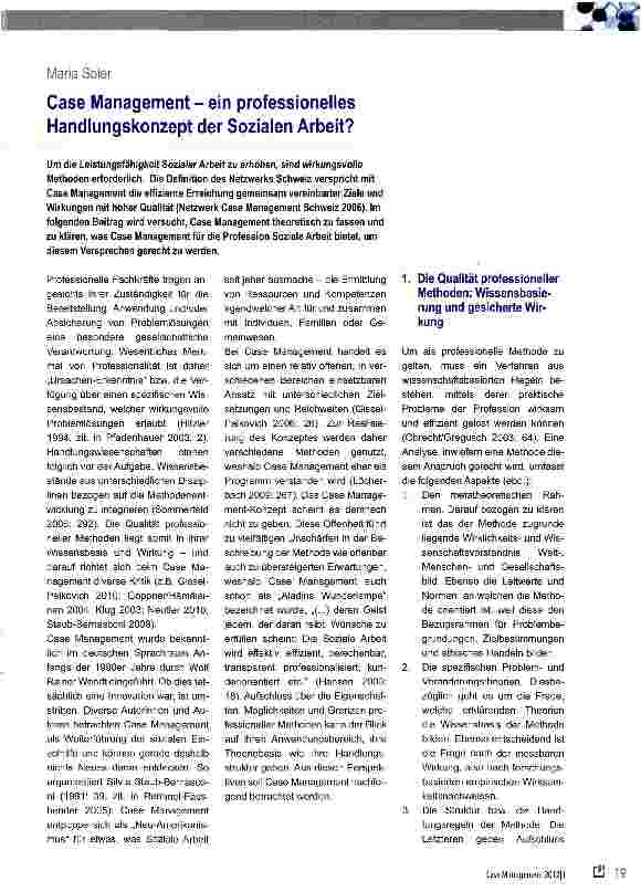 Vorschauseite 1: Case Management - ein professionelles Handlungskonzept der Sozialen Arbeit?