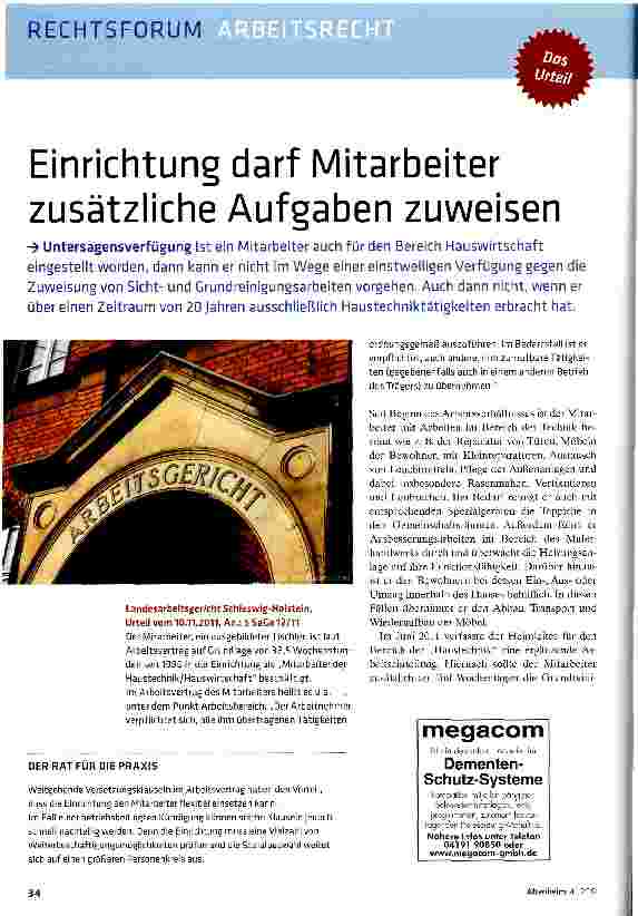 Vorschauseite 1: Einrichtung darf Mitarbeiter zusätzliche Aufgaben zuweisen