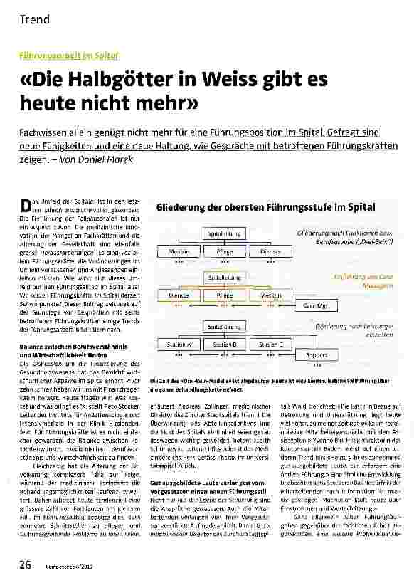 Vorschauseite 1: «Die Halbgötter in Weiss gibt es heute nicht mehr»