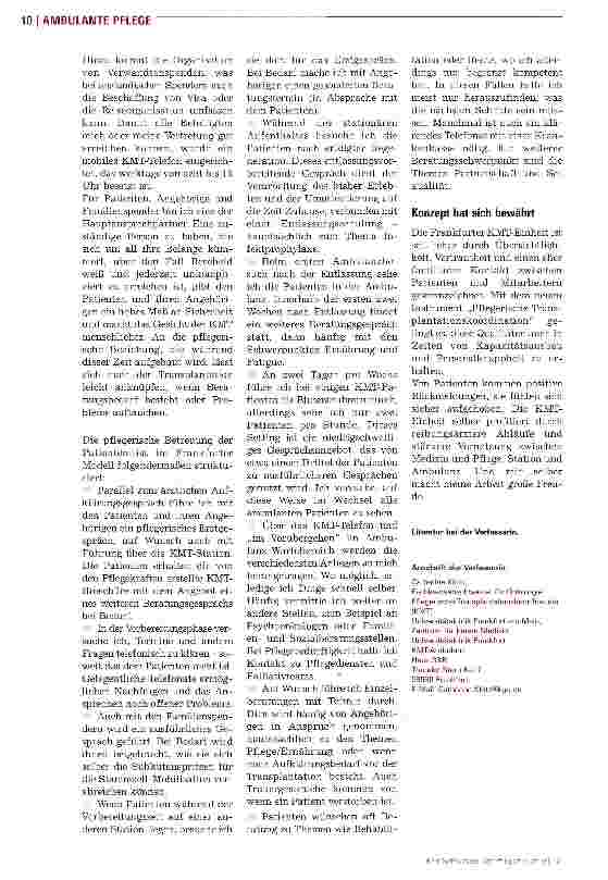 Vorschauseite 3: Nach der Transplantation gut betreut
