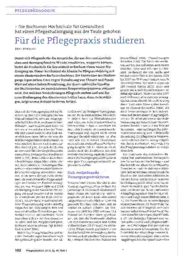 Vorschauseite 1: Für die Pflegepraxis studieren