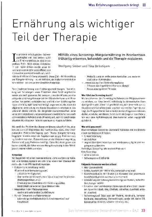 Vorschauseite 1: Ernährung als wichtiger Teil der Therapie