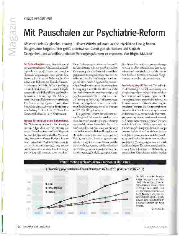 Vorschauseite 1: Mit Pauschalen zur Psychiatrie-Reform