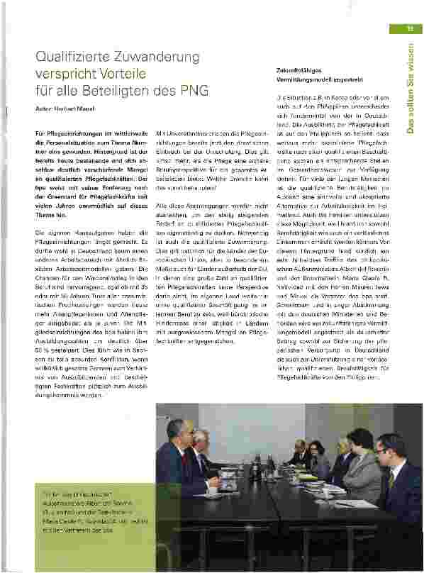 Vorschauseite 1: Qualifizierte Zuwanderung verspricht Vorteile für alle Beteiligten des PNG