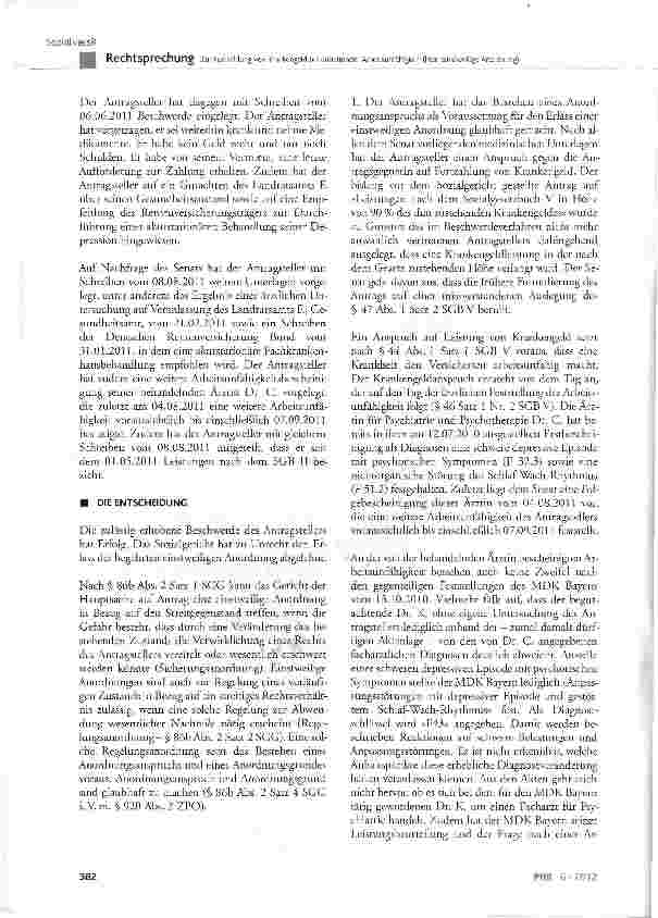 Vorschauseite 3: Zur Fortzahlung von Krankengeld bei anhaltender Arbeitsunfähigkeit (hier: einstweilige Anordnung)