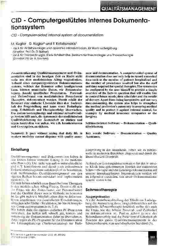 Vorschauseite 1: CID - Computergestütztes Internes Dokumentationssystem