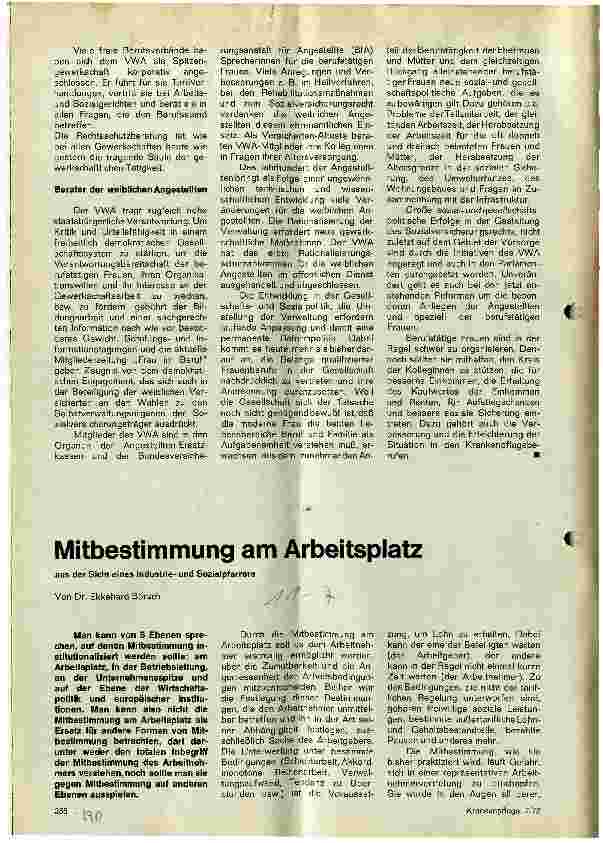 Vorschauseite 1: Mitbestimmung am Arbeitsplatz aus der Sicht eines Industrieund Sozialpfarrers