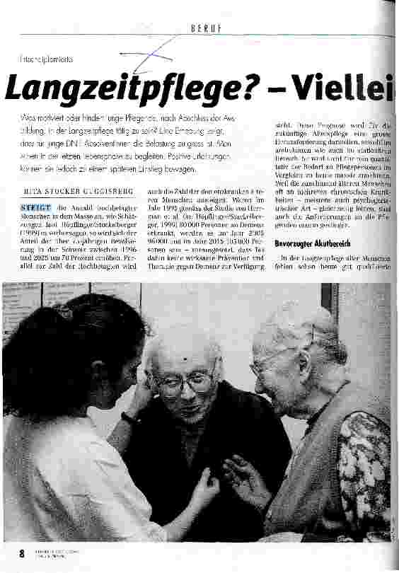 Vorschauseite 1: Langzeitpflege? - Vielleicht später. .. Frischdiplomierte
