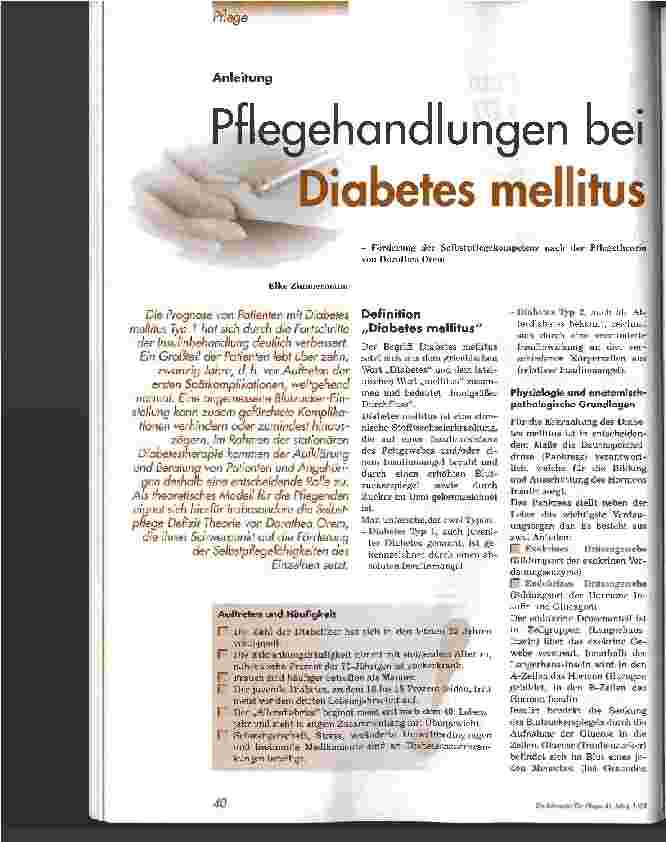 Vorschauseite 1: Pflegehandlungen bei Diabetes mellitus