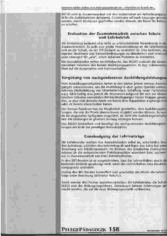Vorschauseite 5: Aufbau eines Bildungsinspektorats der Lehrbetriebe im Bereich der Ausbildungen für Gesundheitsund Krankenpflege Teil 1
