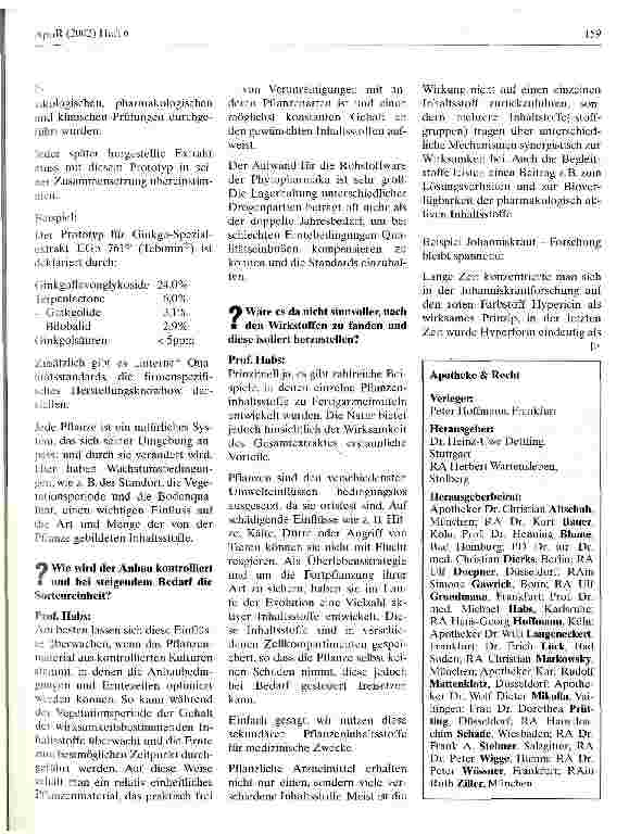 Vorschauseite 4: Qualität rationaler Phytopharmaka Interview mit Prof. Dr. Michael Habs, Geschäftsführer, Dr. Willmar Schwabe Arzneimittel