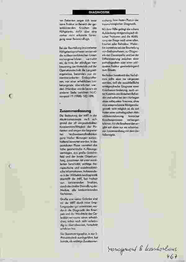 Vorschauseite 5: Kernspintomographie und Skelettszintigraphie in der Traumatologie: Eine Standortbestimmung